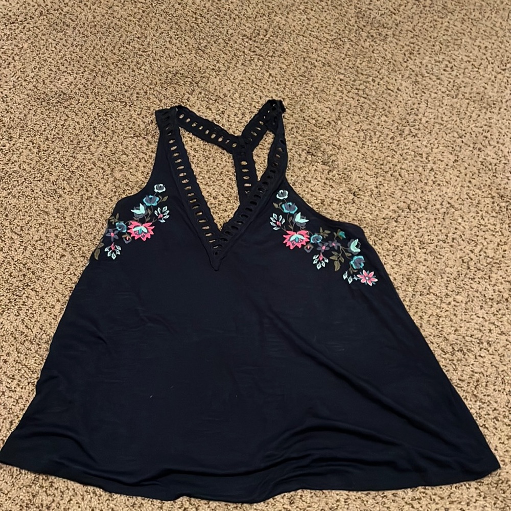 Floral cross back tank